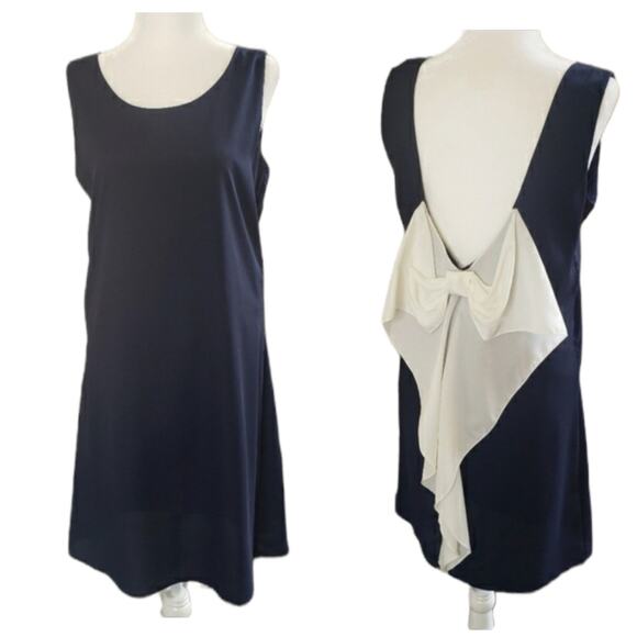 Gameday by chloe navy blue shift dress back bow waterfall size 7 - Picture 1 of 8